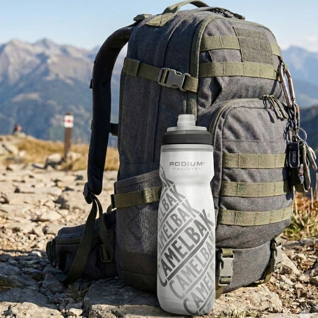GARRAFA CAMELBAK PODIUM CHILL 21OZ / 621ML - RACE EDITION (PRETO/BRANCO)