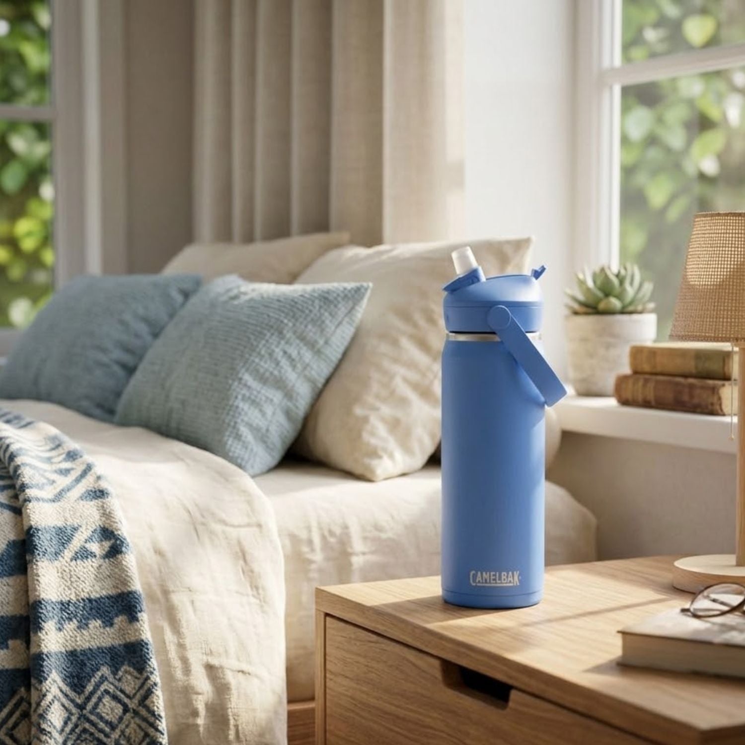 GARRAFA TERMICA CAMELBAK THRIVE FLIP STRAW VSS 20OZ / 591ML - SKY BLUE (AZUL CLARO)
