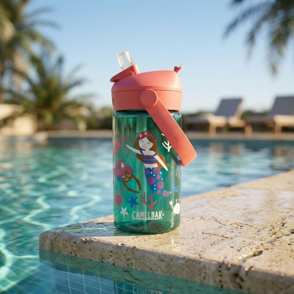 GARRAFA CAMELBAK INFANTIL THRIVE FLIP STRAW TRITAN 14OZ / 414ML - MERMAID FRIENDS (VERDE/ROSA)
