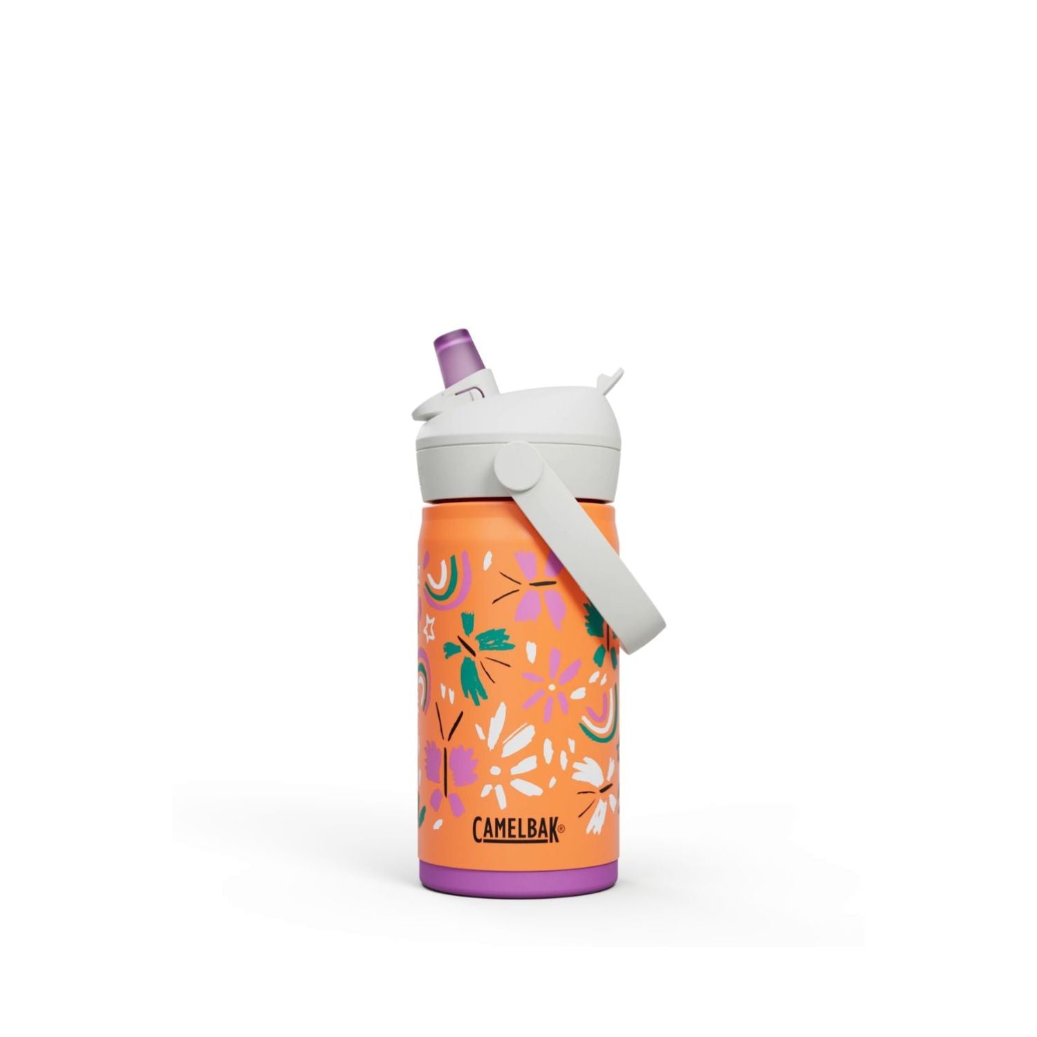 GARRAFA TERMICA CAMELBAK INFANTIL THRIVE FLIP STRAW 12OZ / 354ML - BUTTERFLY RAINBOW (ROSA/LILAS)