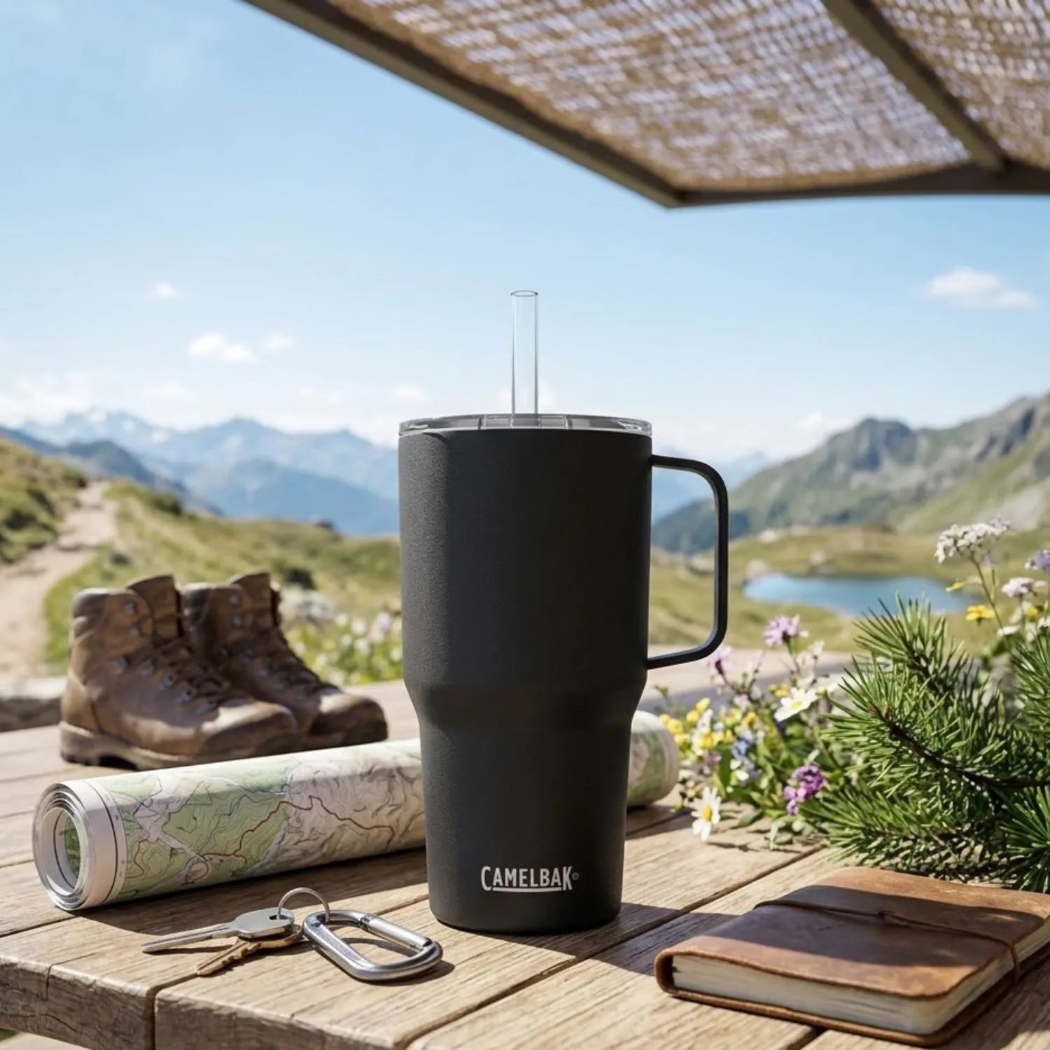 CANECA MUG HORIZON TERMICA CAMELBAK STRAW VSS 24OZ / 710ML - BLACK (PRETO)