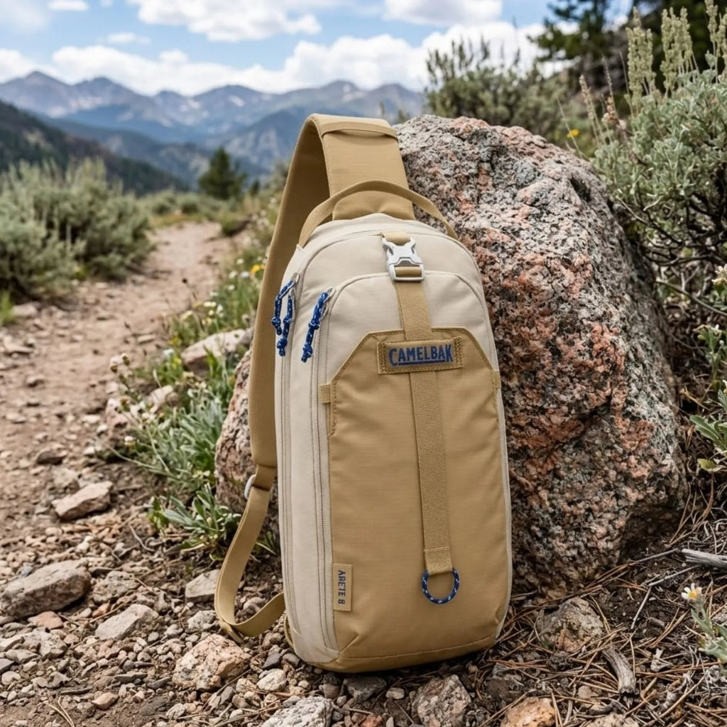 MOCHILA DE HIDRATACAO CAMELBAK ARETE SLING 8 - CANYON CLAY (BEGE) NÃO ACOMPANHA RESERVATORIO